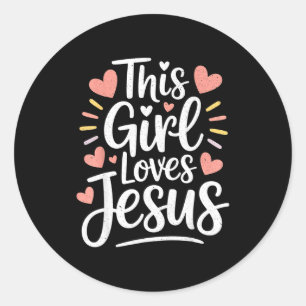 Dieses Mädchen liebt Jesus Geschenk für christlich Runder Aufkleber