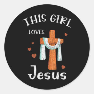Dieses Mädchen liebt Jesus Teens Kinder Frauen Chr Runder Aufkleber