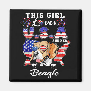 Dieses Mädchen liebt USA und Hund 4. Juli Beagle Magnet