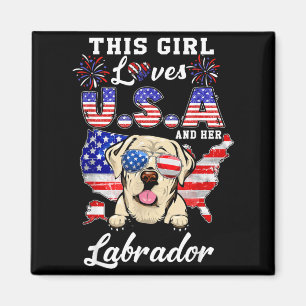 Dieses Mädchen liebt USA und Hund 4. Juli Labrador Magnet