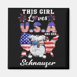Dieses Mädchen liebt USA und Hund 4. Juli Schnauze Magnet