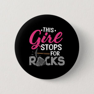 Dieses Mädchen stürzt sich für Rocks Rock Collecto Button