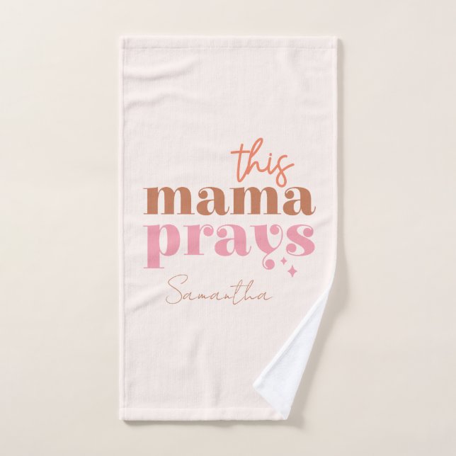 Dieses Mama Prays - rustikales Boho Design Badhandtuch Set (Handtuch)