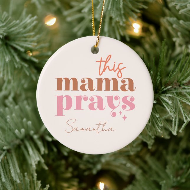 Dieses Mama Prays - rustikales Boho Design Keramik Ornament (Baum)