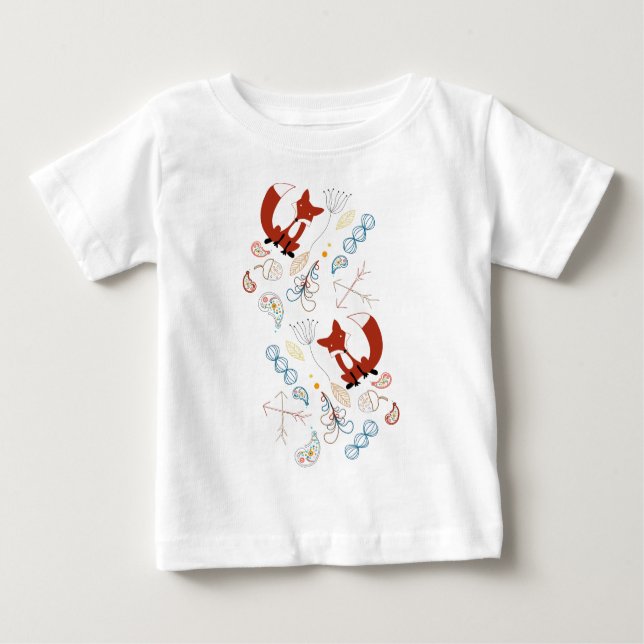 Dieses moderne Fox Woodland-Muster Baby T-shirt (Vorderseite)