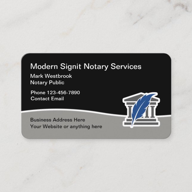 Dieses moderne Notar Services Business Card Design Visitenkarte (Vorderseite)