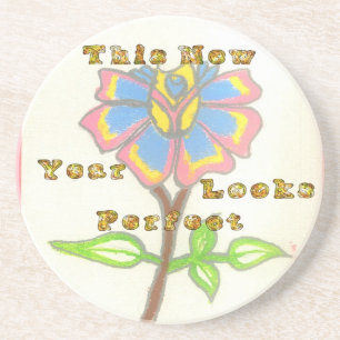 Dieses neue Jahr sieht aus wie eine perfekte Blume Sandstein Untersetzer