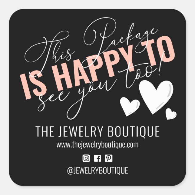 Dieses Paket freut sich, Sie zu herzlich begrüßen  Quadratischer Aufkleber (Vorderseite)