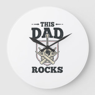 Dieses Papa Rockt Vintage Gitarre Papa Shirt Desig Große Wanduhr