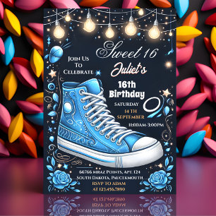 Dieses schicke Schuhmädchen Sweet 16 Sneaker Ball Einladung
