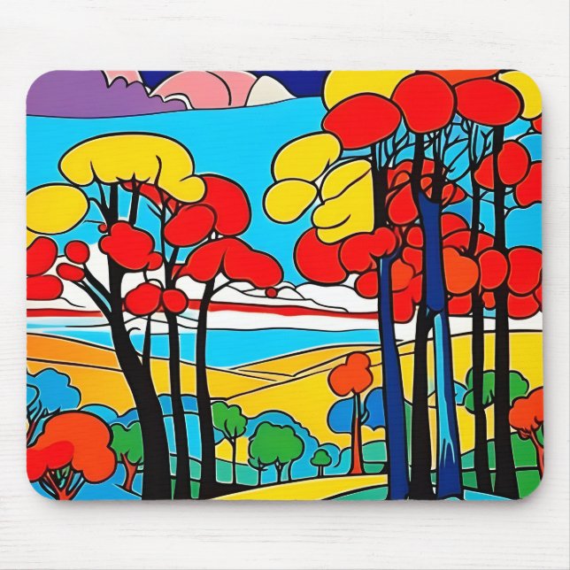 Dieses schöne Mousepad hat eine bunte Landschaft (Vorne)