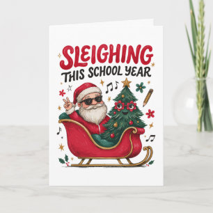 Dieses Schuljahr rocken Weihnachten Santa Lehrer Karte