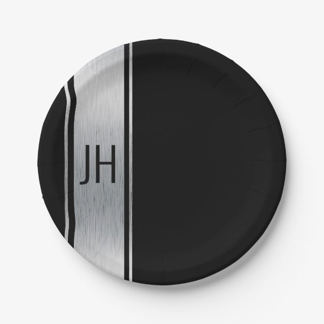 Dieses schwarz-weiße Adlerpapier Pappteller (Vorderseite)