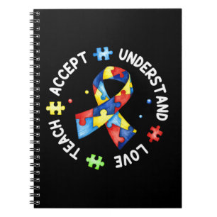 Dieses Tee mit Autismus Puzzle Slogan "Teach Accep Notizblock