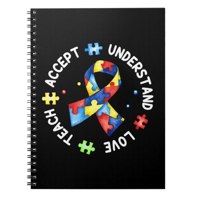 Dieses Tee mit Autismus Puzzle Slogan "Teach Accep Notizblock (Vorderseite)