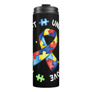 Dieses Tee mit Autismus Puzzle Slogan "Teach Accep Thermosbecher