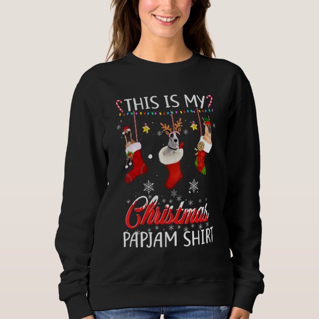 Dieses Weihnachts-Pajama große Däne in Socken Hund Sweatshirt (Vorderseite)
