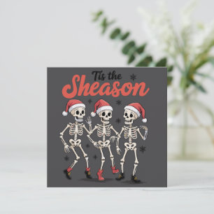 Dieses Weihnachtsfest tanzt Skelettfamilie Feiertagskarte