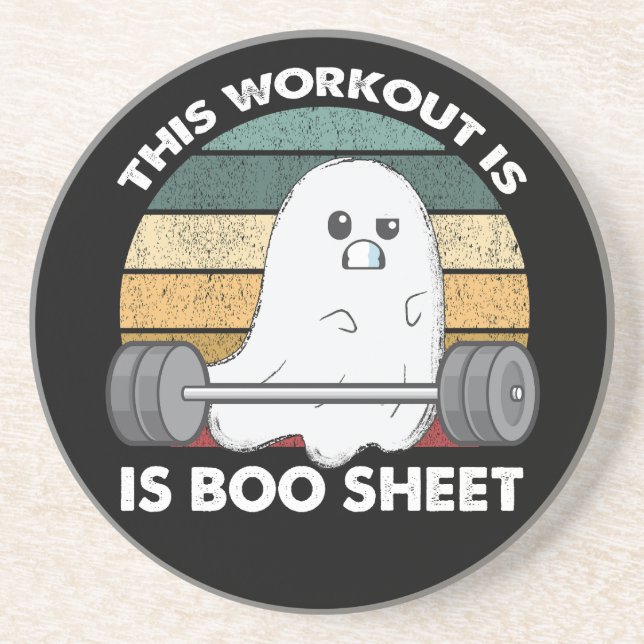 Dieses Workout ist ein boo-Sheet Gym Ghost Hallowe Getränkeuntersetzer (Vorne)