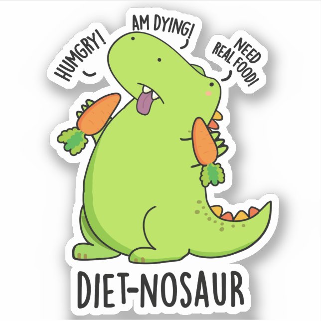 Diet-nosaur Funny Dinosaur Puns Aufkleber (Vorderseite)
