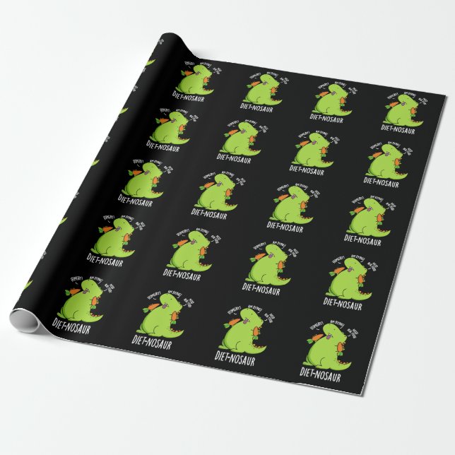 Diet-nosaur Funny Dinosaur Puns Dark BG Geschenkpapier (Ungerollt)