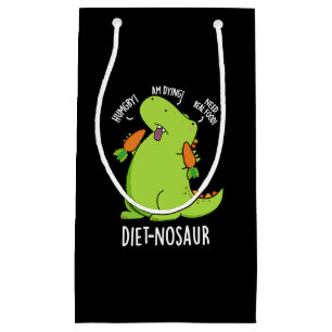 Diet-nosaur Funny Dinosaur Puns Dark BG Kleine Geschenktüte