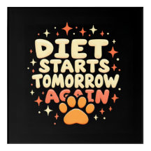 Diet startet morgen - Retro Playful Paw Print