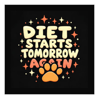 Diet startet morgen - Retro Playful Paw Print Fotodruck