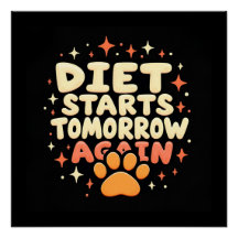 Diet startet morgen - Retro Playful Paw Print