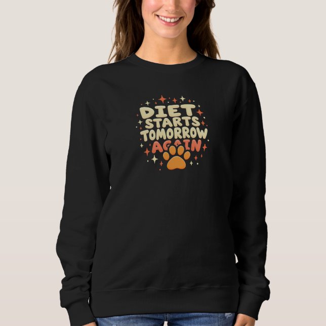 Diet startet morgen - Retro Playful Paw Print Sweatshirt (Vorderseite)