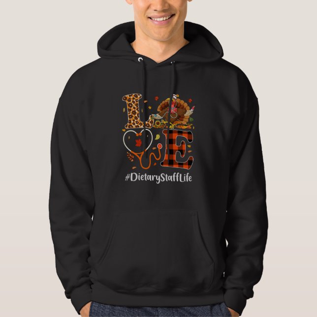 Dietary Staff Love Thanksgiving Leopard  Turkey Hoodie (Vorderseite)