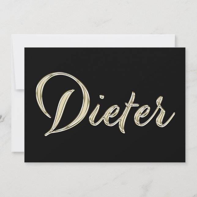 Dieter Name white gold Handwriting Karte (Vorderseite)