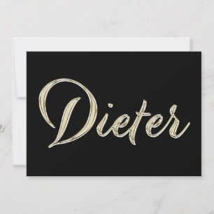 Dieter Name white gold Handwriting Karte