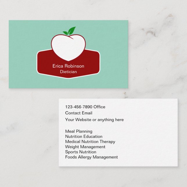 Dietician Weight Management Business Cards Visitenkarte (Vorne/Hinten)