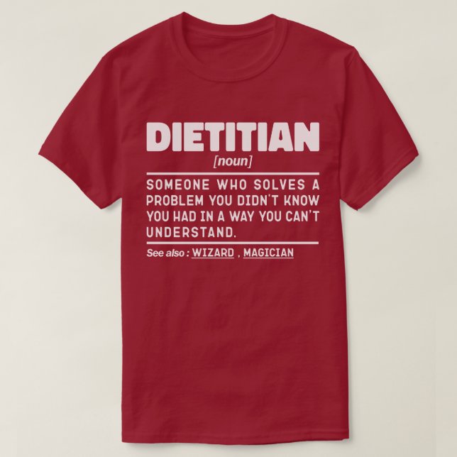 Dietitian Noun Definition Nutrition Coach Funny T-Shirt (Design vorne)