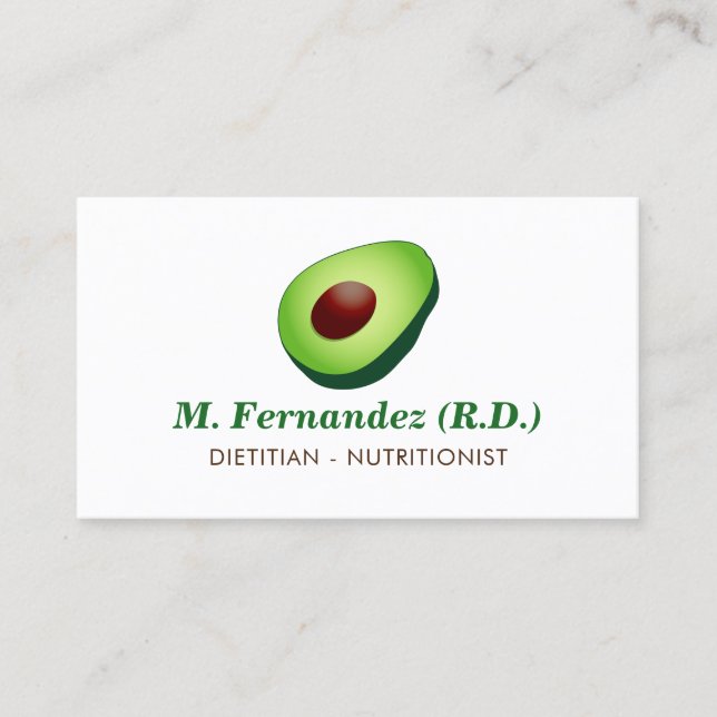 Dietizian Nutritionist Avocado Logo Visitenkarte (Vorderseite)