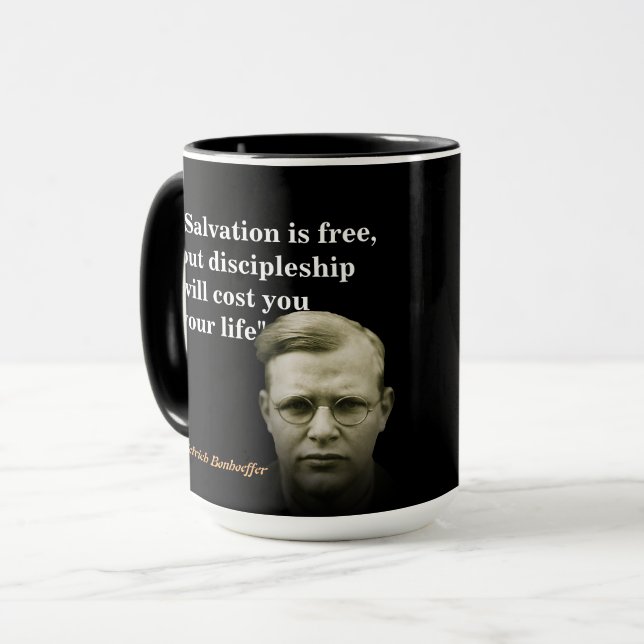 Dietrich Bonhoeffer Zitat zur Rettung Tasse (Vorderseite Links)