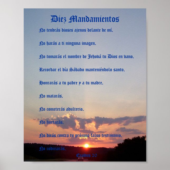 Diez Mandamientos - Puesta de sol Poster (Vorne)