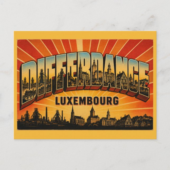 Differdange Luxemburg Hochöfen Postkarte (Vorderseite)
