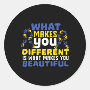 Different Beautiful 21 World Down Awarene Syndrom Runder Aufkleber