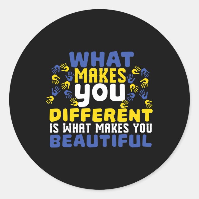 Different Beautiful 21 World Down Awarene Syndrom Runder Aufkleber (Vorderseite)