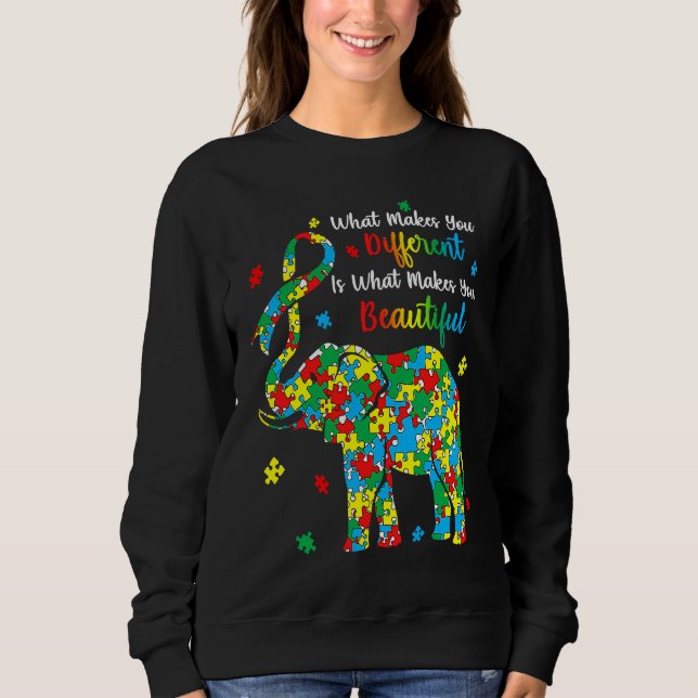 Different Beautiful Autism Awareness Puzzle Piece  Sweatshirt (Vorderseite)