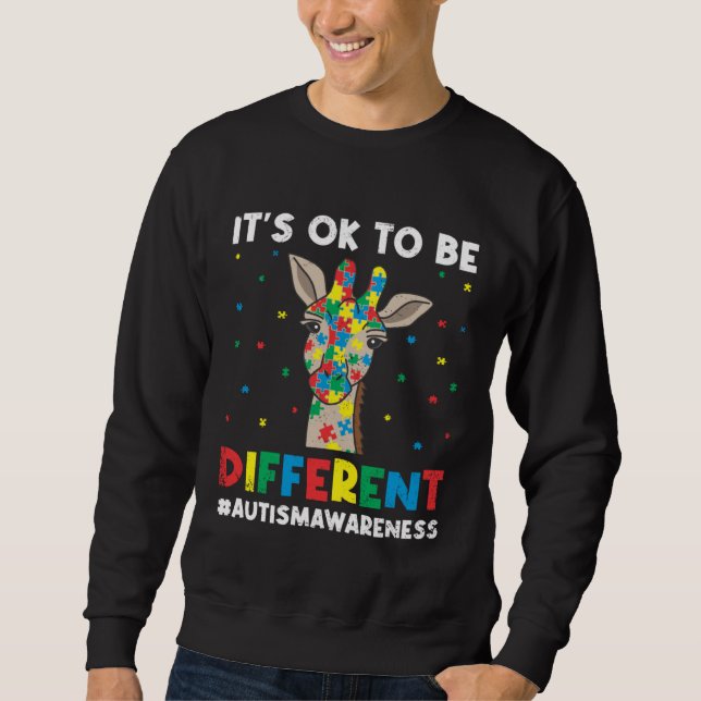 Different Giraffe Love Support Autism Awareness Sweatshirt (Vorderseite)