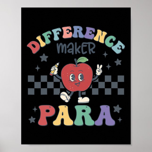 Differenz Maker Para Lehrer Paraprofessional Par Poster (Vorne)