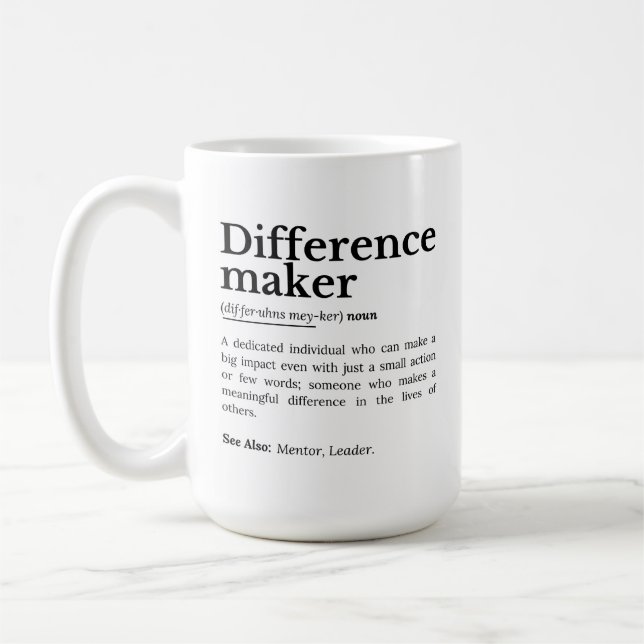 Differenzmacher - inspirierendes Zitat Kaffeetasse (Links)