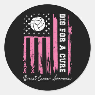 Dig for a cuure Breast Cancer Awareness Ribbon Vol Runder Aufkleber
