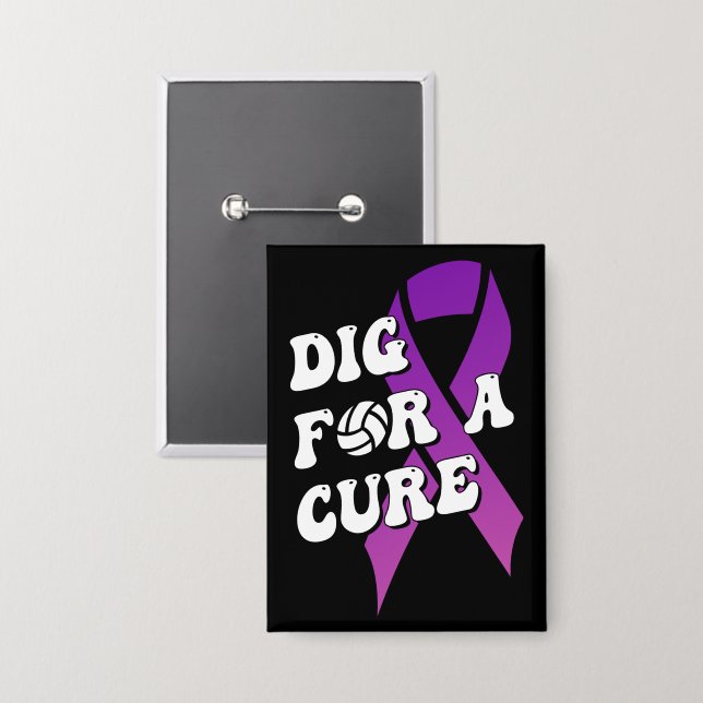Dig for a cuure, Brustkrebs Awareness Volleyball Button (Vorderseite/Rückseite)