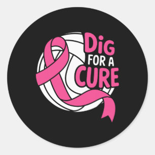 Dig for a cuure Brustkrebs Awareness Volleyball Runder Aufkleber