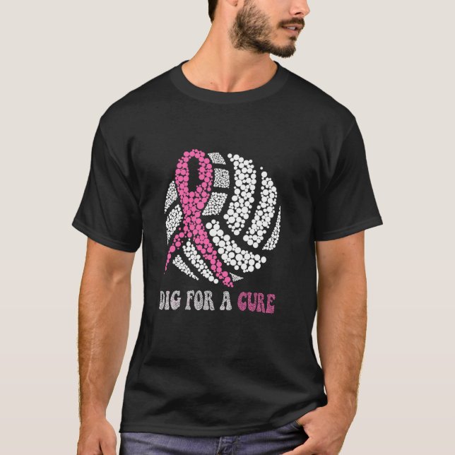Dig for a cuure Pink Volleyball Breast Cancer Awar T-Shirt (Vorderseite)