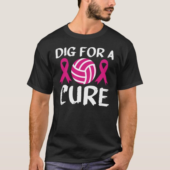 Dig for a cuure Volleyball Oktober Brustkrebs Aw T-Shirt (Vorderseite)